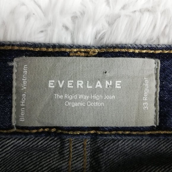 Everlane Womens Jeans The Rigid Way-High Blue Denim Organic Cotton Button Fly 33 - Picture 12 of 13